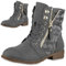 VAN HILL Damen Schnürstiefeletten Spitze Stiefeletten Zipper Worker Boot Flandell® 610583 Grau 37