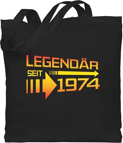 Shirtracer Baumwolltasche - 50. Geburtstag - Legendär seit 1975 orange/gelb - Unisize - Schwarz - geschenkideen für 50 jährigen 50.geburtstag 1973 stoffbeutel geschenk zum fünfzigsten 50er 1972