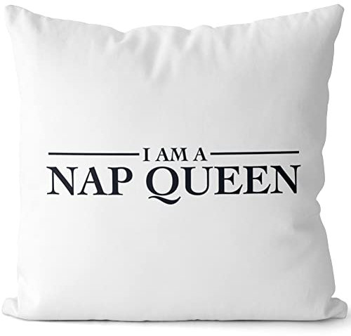 JUNIWORDS Kissen, I am a nap Queen, Weiß-Dunkelrot, 2-farbig (1004231)