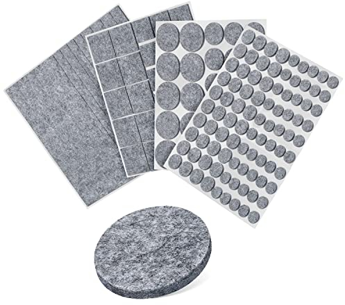 BufferABC Premium Filzgleiter Selbstklebend, Stark Klebendes Filzgleiter für Stühle, Profi Möbelschoner Filz Stuhlgleiter - 166 Teile 9 Größen Möbelgleiter Set ((Grau,166PCS)