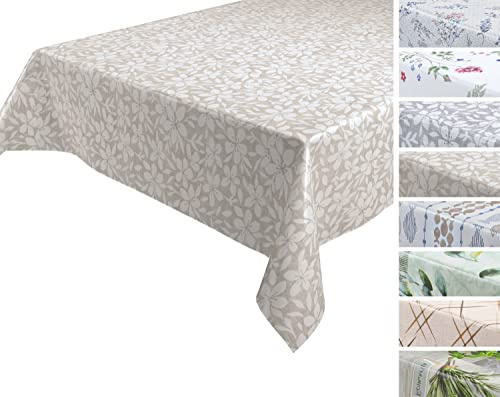 BEAUTEX Wachstuchtischdecke abwaschbar, Hawaii beige, Oval 140x200 | Wasserabweisend, pflegeleicht und strapazierfähig – als Maldecke für Kinder sowie für Garten, Balkon und Basteltisch