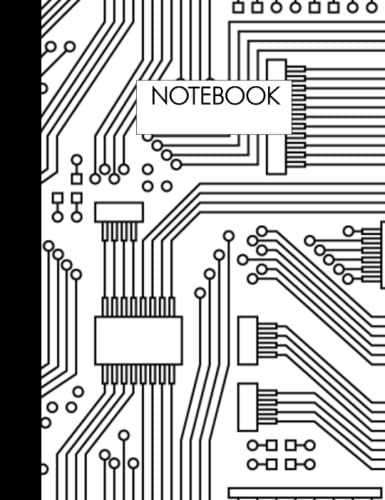 CIRCUIT Composition College Ruled Notebook: White Motherboard Engineering Computer