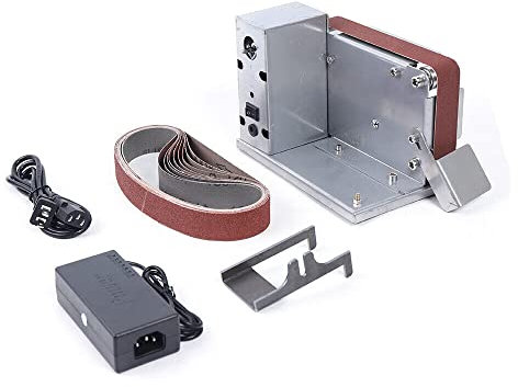 Bandschleifer Stationaer - Futchoy Elektroschleifer mit 10 Stück Schleifbändern - 4500~9000 U/min Einstellbar Tischschleifer - Schleifmaschine Klein für Metall Entrosten und Polieren