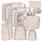 Newaner 9 piezas bolsas organizadoras de maleta, Organizador de Equipaje multifunción, Impermeable. Para zapatos, ropa, ropa interior, Cosméticos, Beige