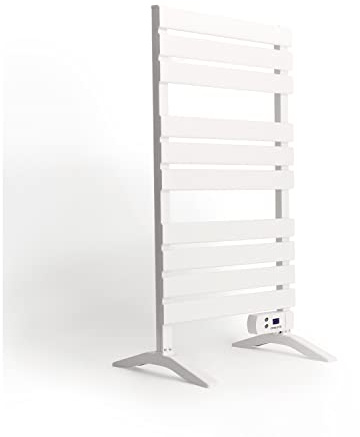 CREATE / WARM Towel 500W / Elektrischer Badheizkörper Weiß mit Standfüßen / 103x55x5cm / Für Boden oder Wand, Timer, LCD-Display, geringer Verbrauch