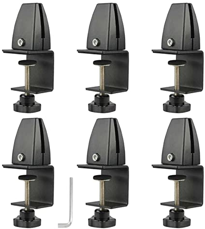Jhanw Niesenschutz-Stützklemme für 0.3 cm bis 2.5 cm dicke Paneel, verstellbare Schreibtisch-Trennklemme, Aluminium-Schreibtisch-Trennclips, Schreibtisch-Sichtschutz-Clips, 6 Stück