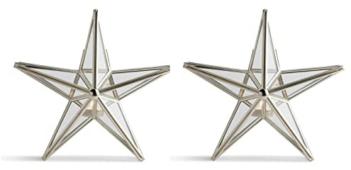 Decorative Star Tealight Small Metal Candle Holder - Set of 2