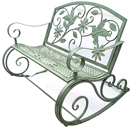 JYCCH Garten-Sitzbank Outdoor-Produkt Hof-Freizeit-Schaukelstuhl, Metallgeschnitzter Doppel-Schaukelstuhl auf der Parkterrasse, Retro-Dekorationsbänke für Zuhause, Geeignet für Veranden,