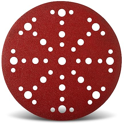 Wfix PRO Red Fire Wasserfeste Schleifscheiben 150mm Klett 48-Loch-Perforation für Exzenterschleifer | Körnung P220 fein - 100er extra langlebig Schleifpapier Set für Holzschliff & Karosseriebau