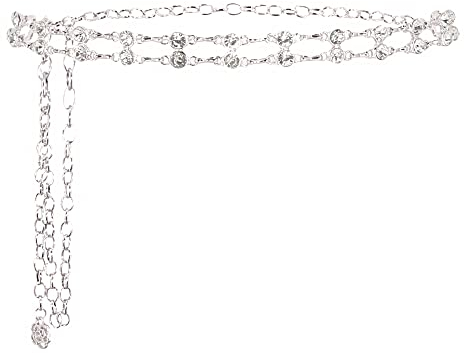 Naimo Damen Glitzer Strass Taillenkette Gürtel Kristall Kettengürtel Metall Link Körperkette Taille Gürtel für Kleid Jeanskleider