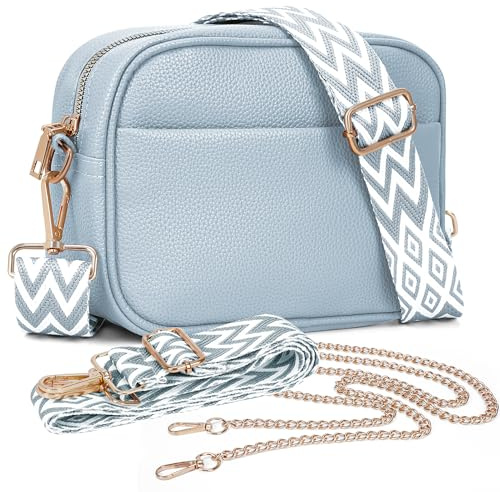 TIAASTAP Crossbody Bags for Women - Leather Handbags & Shoulder Bags Ladies Camera Cross Body Bag with Adjustable Wide Strap and Chain for Travel Shopping Work Daily Use