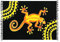 SAIVONA Pareo Sarong Strandtuch Damen-Wickelrock Strand-Handtuch Wickeltuch oder Handtuchkleid und Wickelkleid Damen-Handarbeit aus Fair Trade Herstellung Batik Gecko Schwarz Gelb Orange