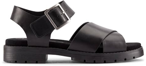 Clarks Femme Orinoco Cross Sandale, Black Leather, 41.5 EU