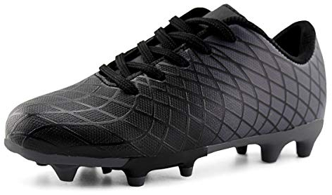JABASIC Kids Outdoor Fußballschuh Athletic Firm Ground Fußballschuhe (35 EU,Schwarz)