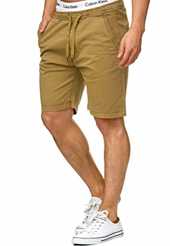 Indicode Herren Kelowna Chino Shorts mit 4 Taschen aus 98% Baumwolle | Bermuda Sommershorts für Männer Amber, S