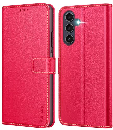 Ganbary Coque pour Samsung Galaxy A25 5G, [Housse en Cuir PU Premium] [Etui à Rabat] [Pochette de Portefeuille], Étui de Protection pour Samsung Galaxy A25 5G - Rouge