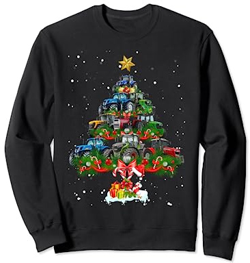 Tracteur Arbre de Noël Tracteur Amoureux Décoration de Noël Garçon Sweatshirt
