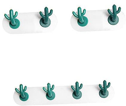 Veemoon 2 Pz appendiabiti cactus Appendini da parete adesivi Appendiabiti adesivi cactus senza unghie allacciare Ripiano in stoffa gancio appiccicoso bambino decorare