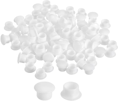 QUARKZMAN 100Pz Tappi per Fori a Vite, 10mm(3/8) di Diametro, Tappi in Plastica a Pressione per Ripiani, Tipo a Filo, per Mobili, Armadi, Credenze, Bianchi