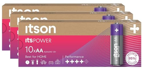 ITSON ItsPOWER - Set di 3 batterie alcaline LR6/AA 1,5 V, 10 pezzi