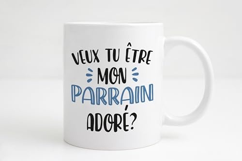 Groovy crea Cadeau parrain annonce - futur parrain - mug parrain personnalisé - demande parrain - parrain marraine demande - Idée cadeau naissance bapteme parrain