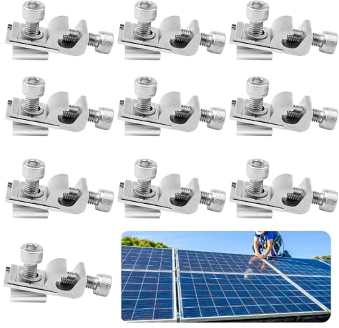 Support Panneau Solaire, Fixation Panneau Solaire, Clips de Mise à Terre pour Panneau Solaire, Support de Montage pour Panneau Solaire, Pince Fixation Panneau Solaire
