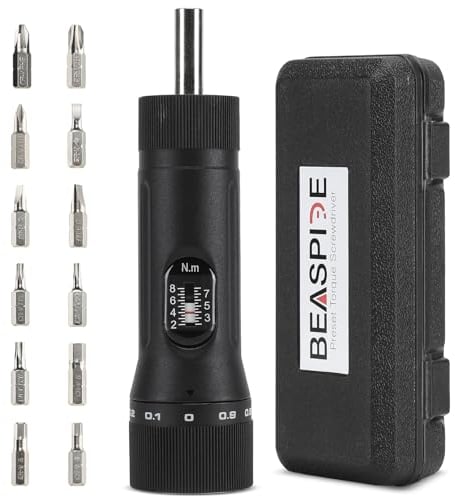 Beaspire Cacciavite Dinamometrica 1/4, 1-8 Nm Chiave Dinamometrica Preimpostato, Set Cacciaviti con 12 Bits, per DIY, Bicicletta, Calibrazione e Montaggio Utensili (13-pz.)