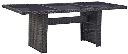 ShCuShan Garten-Esstisch Terrassentisch Dining Table Tisch Outdoor GartenmöBel Gartentisch Wetterfest Schwarz 200x100x74 cm Glas und Poly Rattan