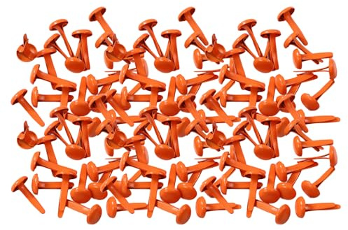 200 Stück runde Metallklammern, 8 mm x 15 mm, runde Scrapbooking-Klammern, Papierverschlüsse, orangefarbene Splinten für Bastelarbeiten, Basteln