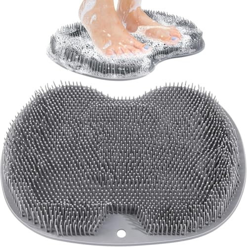 Rutschfestes Silikon Massagepad, Massagegerät Dusche mit Saugnapf, Fußmassagegerät und Rückenschrubber Wand, Massager-Reiniger, Fußwäscher für Reinigung reib,Reinigt, Peeling