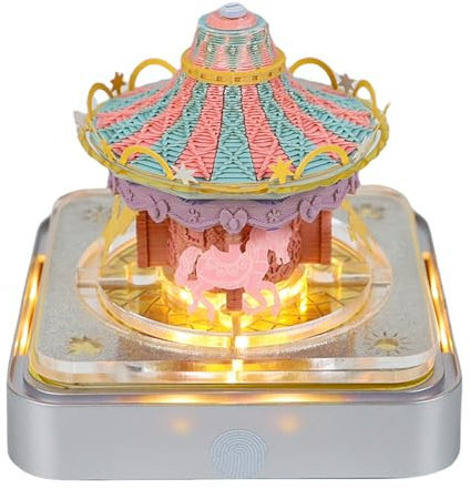 2025 Zeitstückkalender 3D -Kalender 2025 mit Lichtern, Memo Pad Art Pads Schreibtischkalender DIY Papier Carving Kunsthandwerk für Schulhausbüro,Carousel