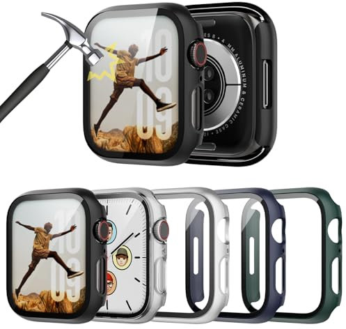 TGKML 5-Stück Kompatibel mit Apple Watch Series 11/10 Schutzhülle mit Displayschutzfolie 46mm, Hard Gehäuse Eingebaut Kratzfest Gehärtetes Glas Schutzfolie für iWatch 10/11 46 mm Zubehör