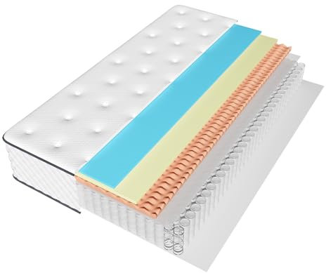 Sleremind Matratze 90x200 cm, Taschenfederkernmatratze Härtegrad H3 mittelfest, 7 Zonen Matratzen mit hochwertigem Komfortschaum, Rückenentlastende, Rollmatratze Höhe 22cm