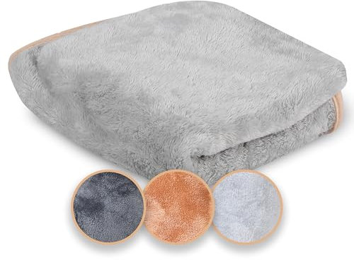 Belune Hundedecke Deluxe - flauschig, waschbar (Hellgrau, L (125x75))