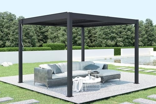 Cazeboo Pergola bioclimatique Santa 3x3m Aluminium Gris