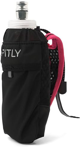 FITLY Porte-Gourde avec Flasque 300ml Pink - Bouteille à Main pour Coureurs, Randonnée, Ski & Activités Extérieures - Compatible avec Flasque Pliable F1, F2, F3 & F4 - Support Hydratation avec Poche