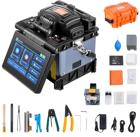 VEVOR Giuntatrice a Fusione di Fibra 6 Motori con Allineamento di Nucleo, Giunzione 6s e Riscaldamento 13s, Macchina Giuntatrice per Fibra con Touch Screen 12,7 cm, Batteria 7800 mAh per SM MM DS NZDS