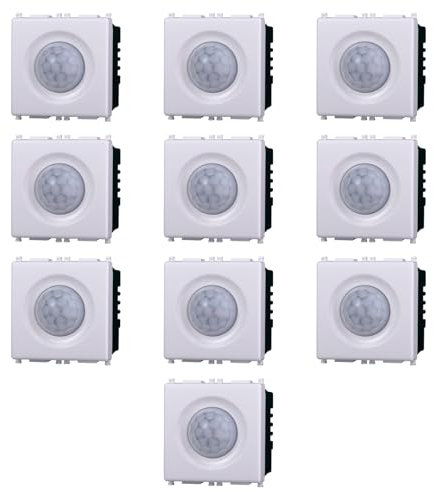 10x Sensore di movimento PIR, Moduli Bianchi, Compatibile Con Vimar Plana, frutti, interruttori, pulsanti, deviatori, dimmer, sensori, PIR, buzzer, Per Placche originali e compatibili