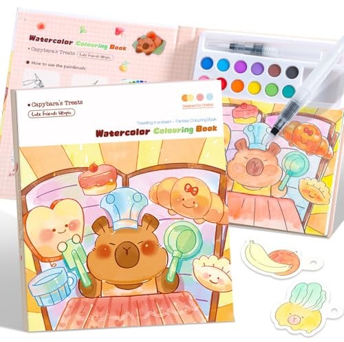 gesboole Paint with Water Coloring Books for Kids Ages 3-5, 4-8 – Cute Coloring Book for Teens,Arts and Crafts for Kids Ages 3 4 5 6 7 8+, Birthday Gift Toys for Girls Boys,Travel Toys-Capy