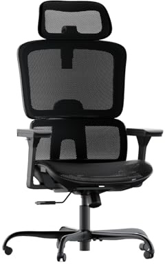 Aevoriax N61 Ergonomischer Bürostuhl, Schreibtischstuhl mit dynamischer Lumbalstütze, 4D-Armlehnen, Verstellbarer Kopfstütze, atmungsaktiver Rückenlehne und Sitz, Mesh-Bürostühle für, Büro, Schwarz
