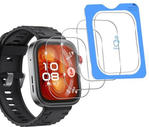 Vanrain Schutzfolie für Panzerglas für Huawei Watch Fit 4 Pro, 3 Stück Panzer Schutz Glas Displayschutzfolie, 9H Härte Schutzglas HD Klar Anti-Kratze Bläschenfrei