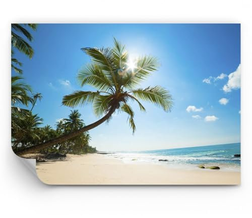 ARTTOR Papier Peint Panoramique en vinyle Premium Canvas - plage palmier mer - 100x70 cm - Revêtement mural décoration Moderne Décoration Wallpaper Muraux Photo Salon Chambre - WF3AA100x70-3570