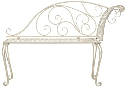Homgoday Garten-Chaiselongue 128 cm Metall Antik Wei? Loungesessel Model45431