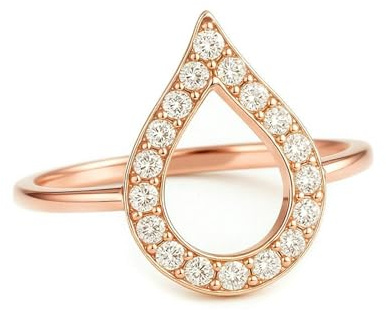 Stfery Tropfen Diamantring 14K Rotgold, Verlobungsring Damen Echtgold Schmuck Au585 Gr.54 (17.2)