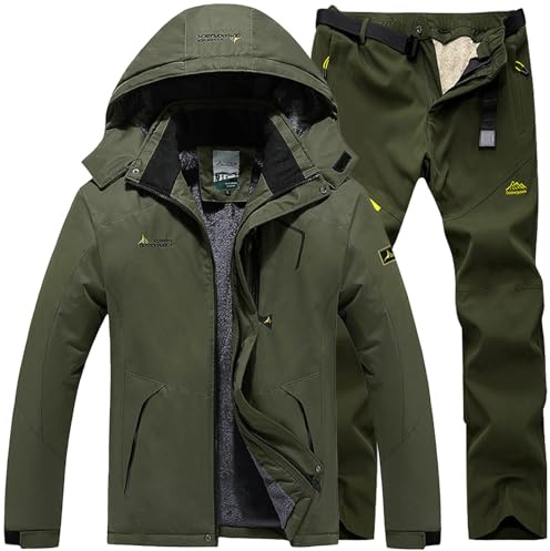 Skianzug Herren 2 Teilig Wasserdicht Warm Skijacke und Hose Ski Set Winter Schneeanzug Männer Snowboardanzug Atmungsaktiv Outdoor Skibekleidung Winddicht Gefüttert Zweiteiler Outfit Skioverall Kombi