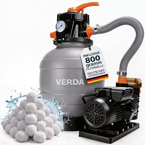 Verda Sistema di filtraggio a sabbia, pompa 10000 l/h, 400 W, con sfere filtranti, 10 m, altezza di mandata 38 mm, attacco 220-240 V, 50 Hz, filtro piscina SN5882