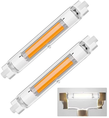 Dvnoua R7S LED 118mm Dimmbar, 30W LED R7S Ersatz 300W Halogenstab 118mm, Kaltweiß 6000K 3000 Lumen, Kein Flackern, 360°Abstrahlwinkel, AC/DC 220-240V, Für Zuhause/Außenbeleuchtung, 2er Pack