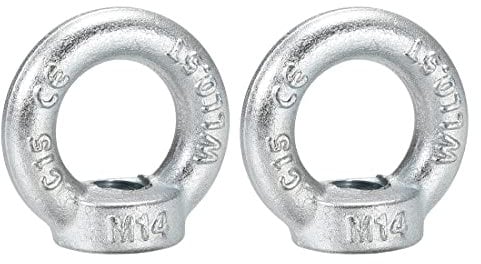 sourcingmap Lifting Eye Nut M14 Female Thread C15 Carbon Steel Round Shape for Rope Fitting Pack of 2
