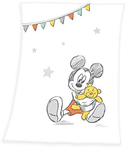 Herding DISNEY MICKEY MOUSE Baby-Fleecedecke, 75 x 100cm, Polyester, Weiß