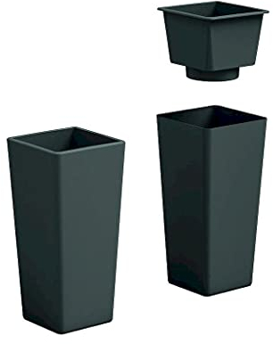VECA SPA Cachepot Vaso fioriera in plastica Clou Colore Antracite h 85 cm per Interno Esterno Made in Italy AMDGarden